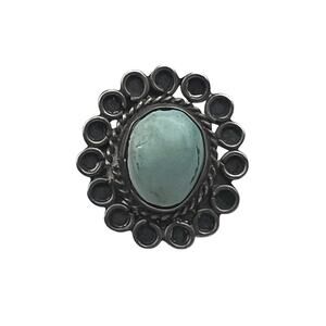 Vintage Sterling Silver Southwest Style Turquoise Ring Size 4.75